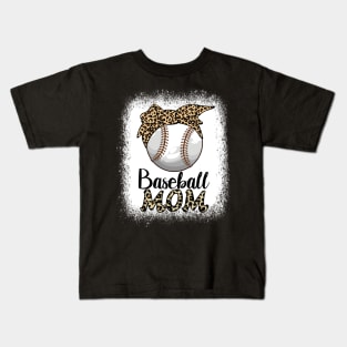 Leopard Baseball Softball Mom Leopard Shirts Mother's Day Kids T-Shirt